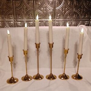 Elegant Gold Candle Holdersset Of 6 With Remote Control Candles And Batteries
